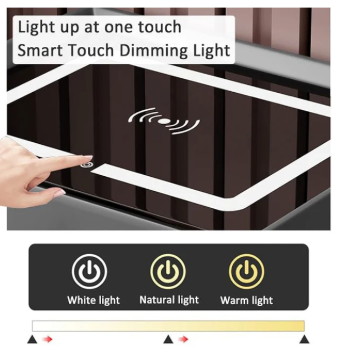 Smart touch dimming light with control panel and hand touching it