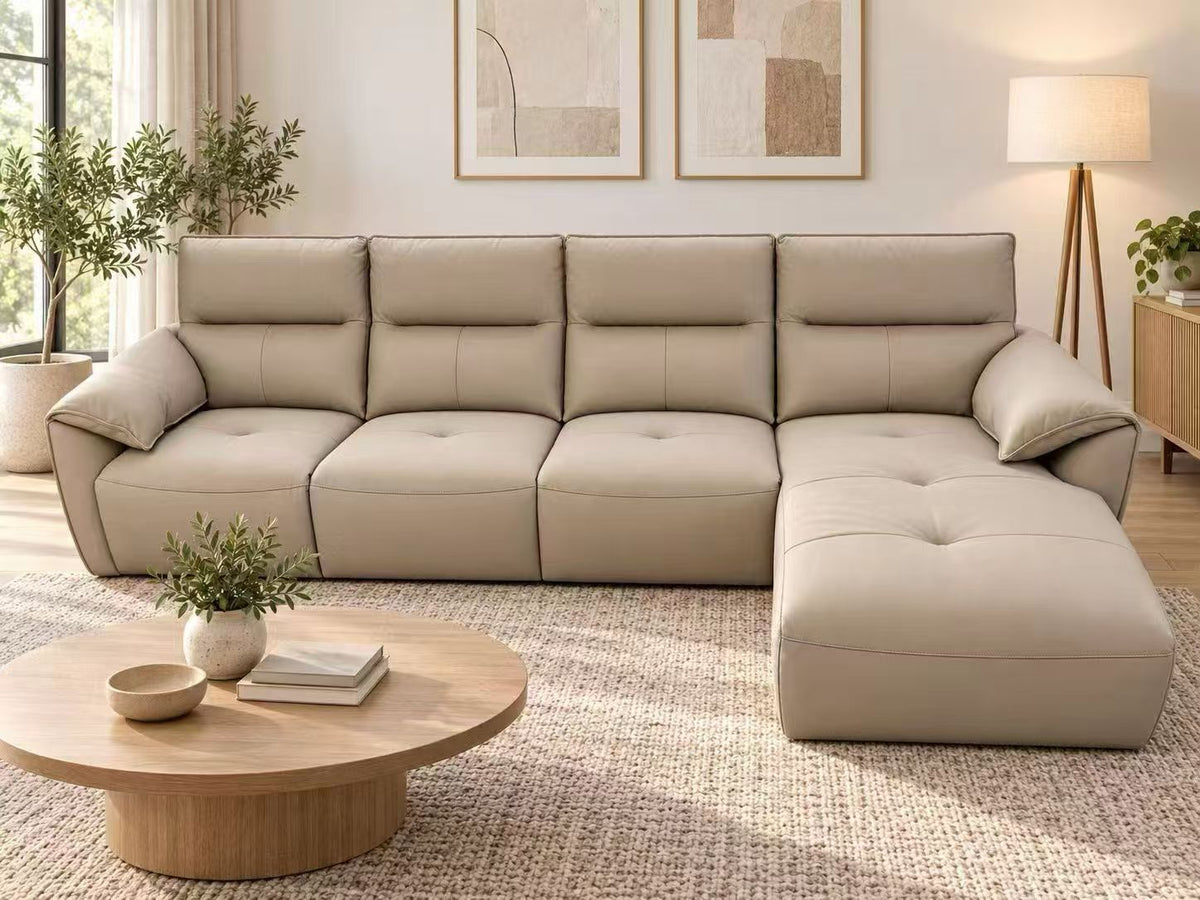 Renwick Leather Power Reclining Sectional – Beige