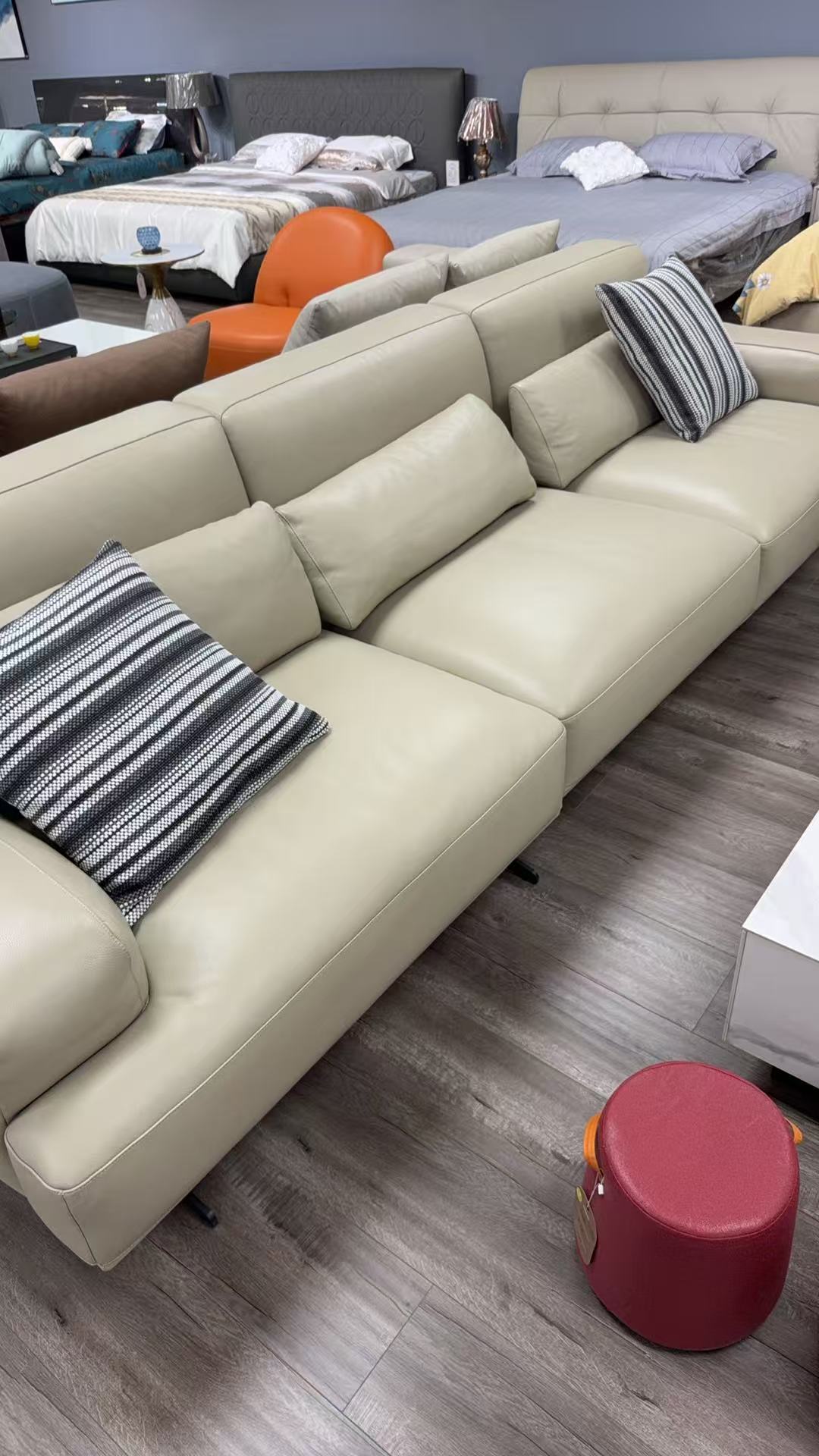 Aldren Leather Sofa – Beige