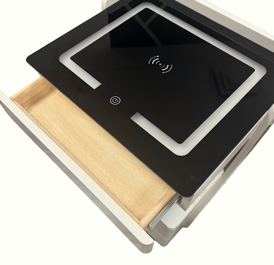 Smart kitchen scale with digital display on a white background