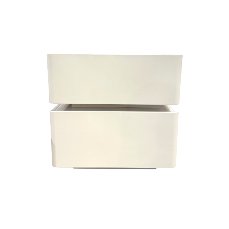 White cylindrical container on a white background