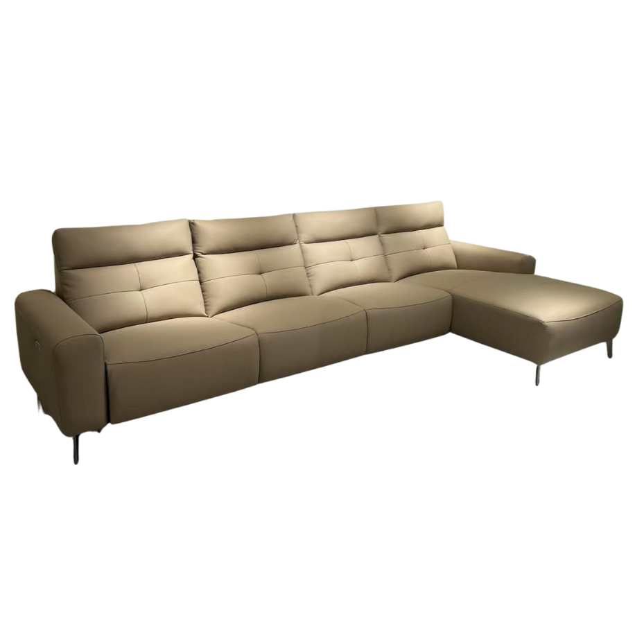 Beige sectional sofa on a white background