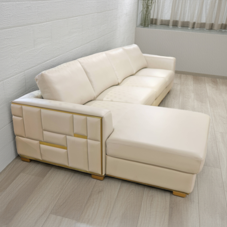 Gold Metal Leather Sofa