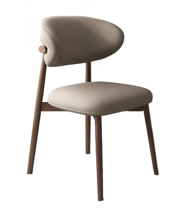 Beige chair with wooden legs on a white background