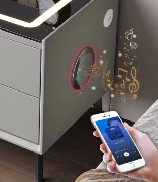Smart home device with a smartphone app interface, indicating smart home technology.