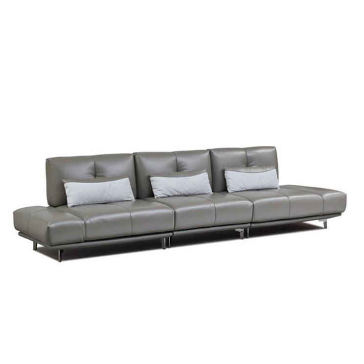 Gray leather sofa with three cushions on a white background genesis furniture