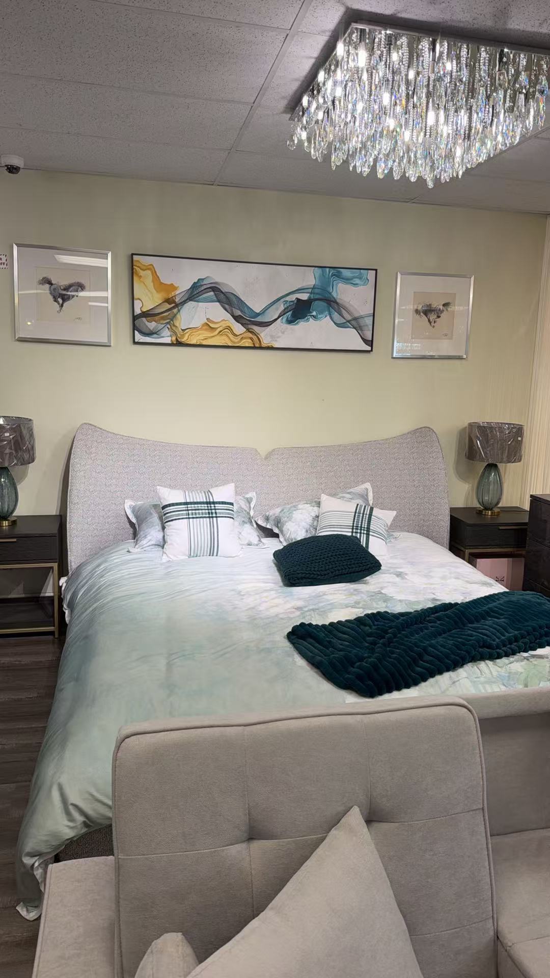 Butterfly Upholstered Bed – Grey