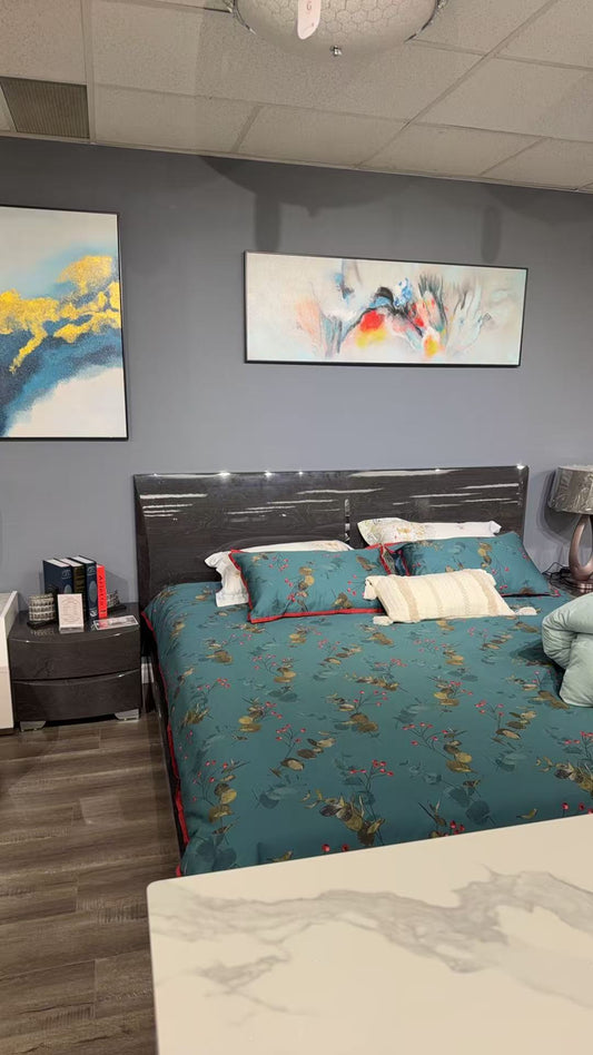 Vespera Piano Finish Bed – Grey