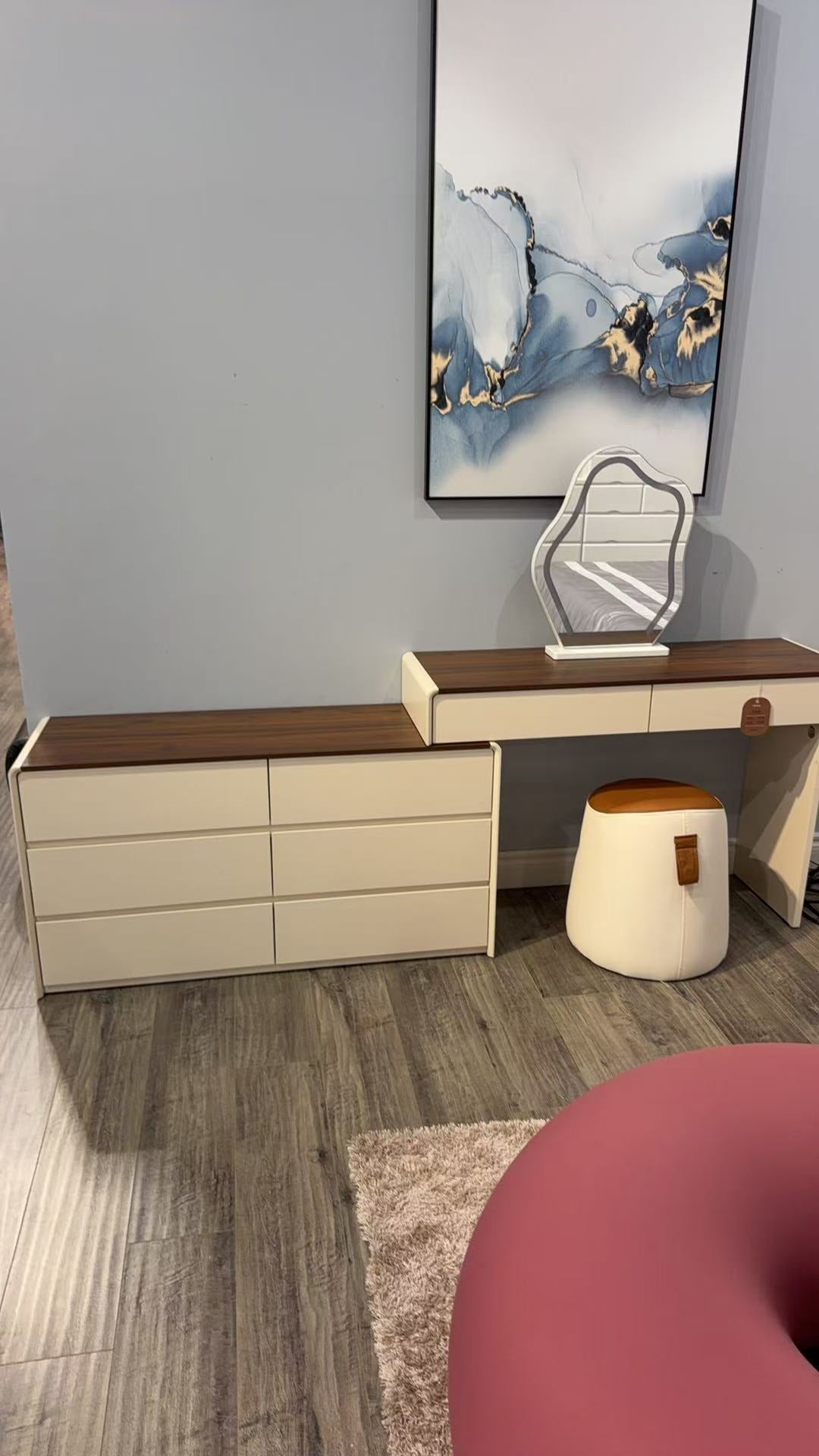 Tavelle Vanity &amp; Drawer Unit – Beige