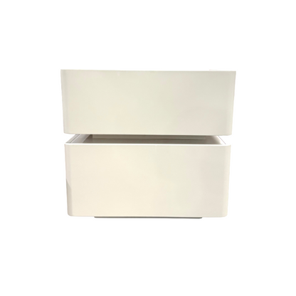 White cylindrical container on a white background