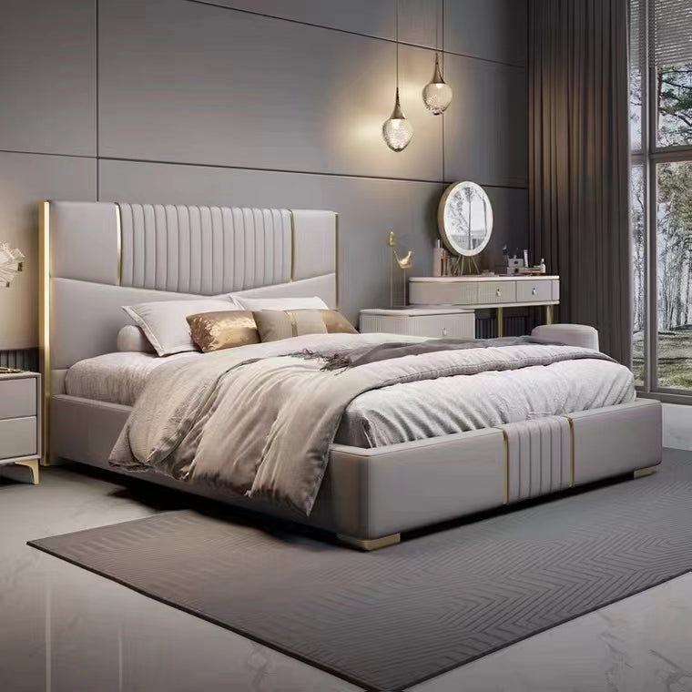 Italian Minimalist Leather Bedroom Set