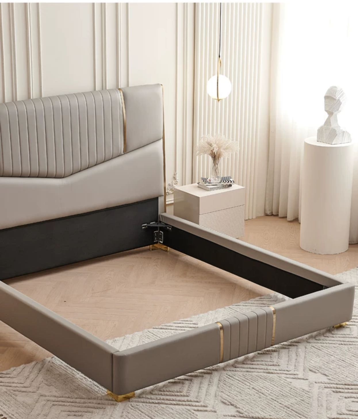 Italian Minimalist Leather Bedroom Set