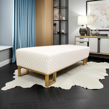White mattress on a wooden bed frame in a room with dark flooring and light walls.