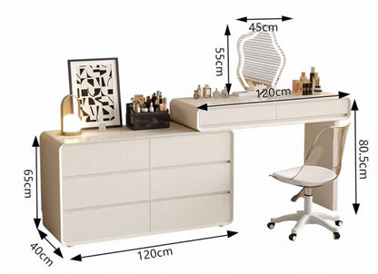 Dressing table with dimensions labeled on a white background